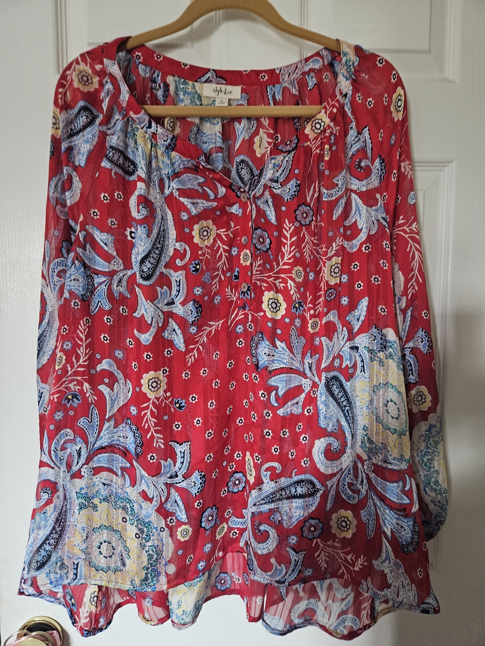 Style & Co. Red Paisley Floral Tunic Top